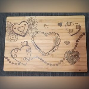 Heart Engraved Bamboo Cutting Board